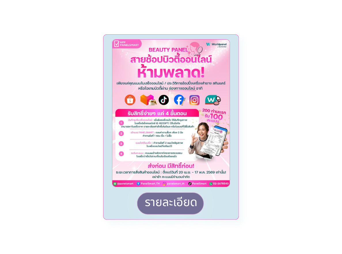 กิจกรรม Beauty Panel สายช้อปบิวตี้ออนไลน์ห้ามพลาด